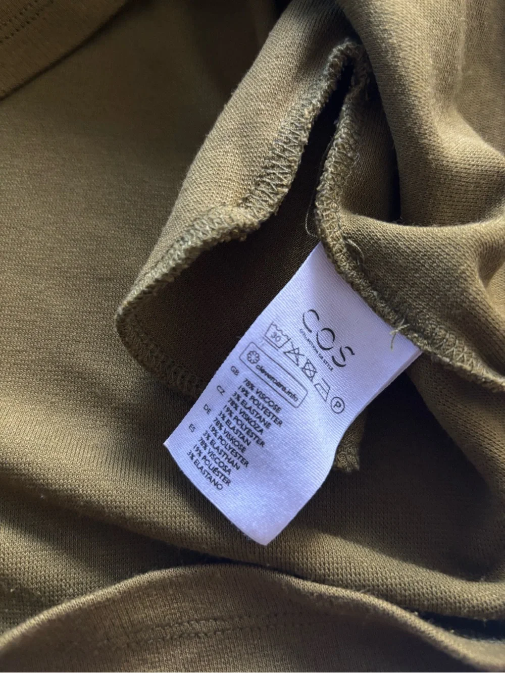 COS Olive Knitted Mock Neck Mini Dress Size M | Minimalist - Picture 7 of 7
